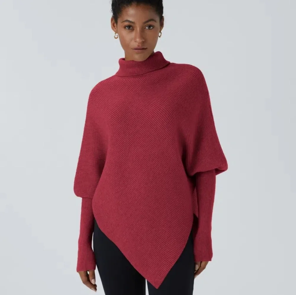 Halara High Neck Long Sleeve Asymmetric Hem Work Sweater - Picture 1 of 12